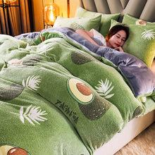 Load image into Gallery viewer, Winter Flannel Duvet Cover Avocado Print Soft Warm Coral Fleece Keep Warm Bed Quilt Covers Queen King size without Pillowcase