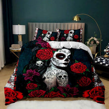 Load image into Gallery viewer, Red Rose Halloween bed set