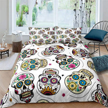 Load image into Gallery viewer, White Skull Halloween bed set