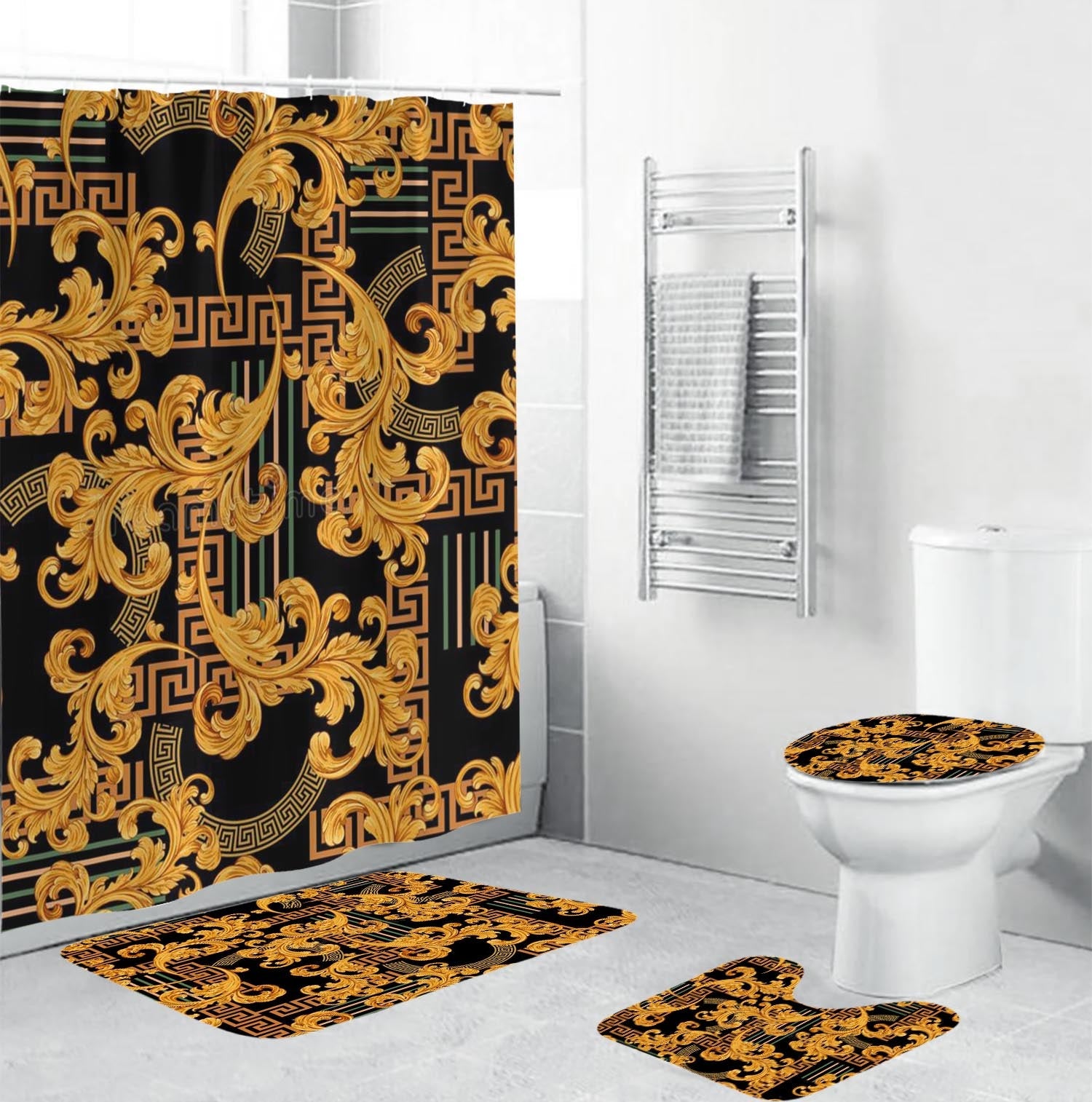 Greca Patterns Versace Shower Curtain Set MY luxurious home