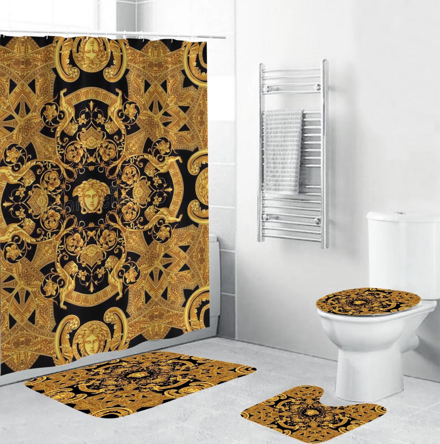Gold Black Signature Versace Shower Curtain Set MY luxurious home