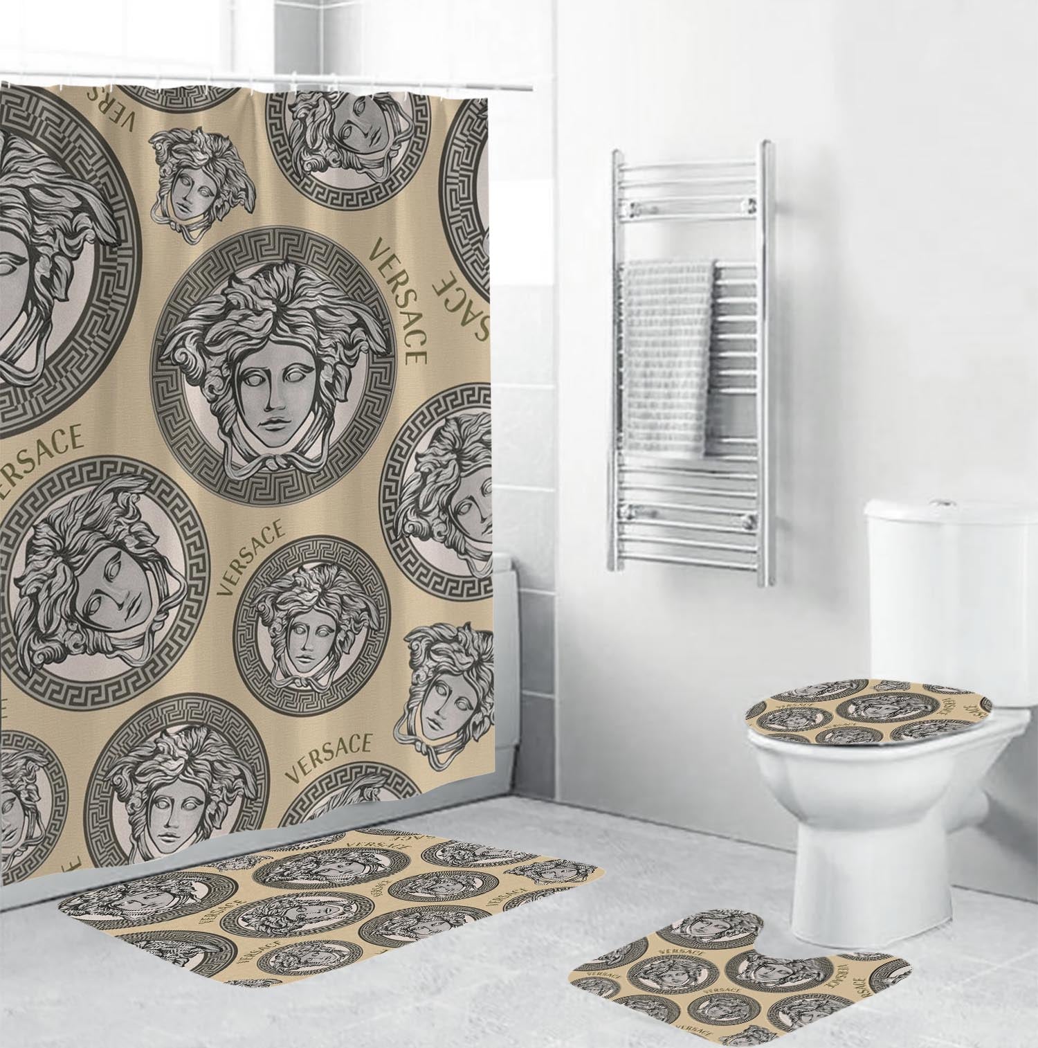 Silver Logo Versace Shower Curtain Set MY luxurious home