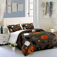 Load image into Gallery viewer, Grey Spider and Bat Halloween bed set