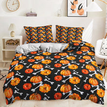 Load image into Gallery viewer, Bone and Pumpkin Halloween bed set