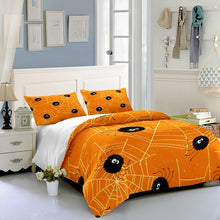 Load image into Gallery viewer, Orange Spider Halloween bed set