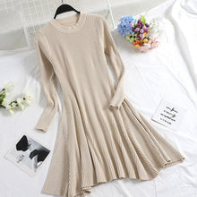 Load image into Gallery viewer, Women Long Sleeve Sweater Dress Women's Irregular Hem Casual Autumn Winter Dress Women O-neck A Line Short Mini Knitted Dresses - ROSAMISS STORE