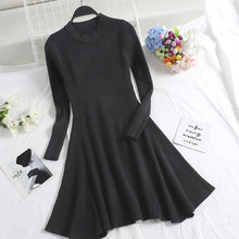 Load image into Gallery viewer, Women Long Sleeve Sweater Dress Women's Irregular Hem Casual Autumn Winter Dress Women O-neck A Line Short Mini Knitted Dresses - ROSAMISS STORE