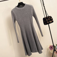 Load image into Gallery viewer, Women Long Sleeve Sweater Dress Women's Irregular Hem Casual Autumn Winter Dress Women O-neck A Line Short Mini Knitted Dresses - ROSAMISS STORE