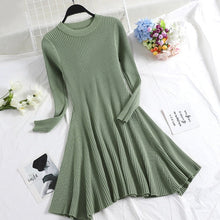 Load image into Gallery viewer, Women Long Sleeve Sweater Dress Women's Irregular Hem Casual Autumn Winter Dress Women O-neck A Line Short Mini Knitted Dresses - ROSAMISS STORE
