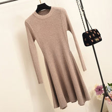 Load image into Gallery viewer, Women Long Sleeve Sweater Dress Women's Irregular Hem Casual Autumn Winter Dress Women O-neck A Line Short Mini Knitted Dresses - ROSAMISS STORE