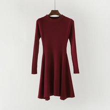 Load image into Gallery viewer, Women Long Sleeve Sweater Dress Women's Irregular Hem Casual Autumn Winter Dress Women O-neck A Line Short Mini Knitted Dresses - ROSAMISS STORE