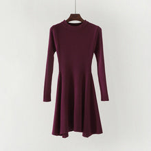 Load image into Gallery viewer, Women Long Sleeve Sweater Dress Women's Irregular Hem Casual Autumn Winter Dress Women O-neck A Line Short Mini Knitted Dresses - ROSAMISS STORE