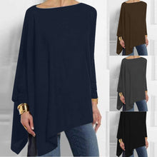 Load image into Gallery viewer, Womens Casual blouse Solid Long Sleeve Irregular Sweatshirt Loose - ROSAMISS STORE