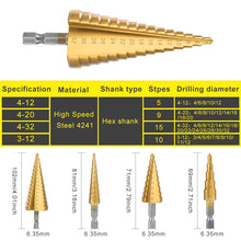 Load image into Gallery viewer, Titanium Coated Step Drill Bit Drilling Power Tools