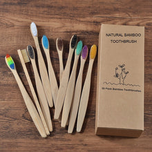 Load image into Gallery viewer, mixed color bamboo toothbrush Eco Friendly wooden