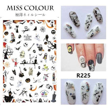 Load image into Gallery viewer, Halloween water transfer nail art stickers pumpkin skull design