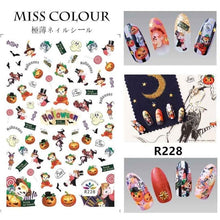 Load image into Gallery viewer, Halloween water transfer nail art stickers pumpkin skull design