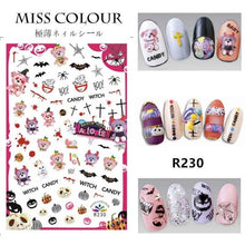 Load image into Gallery viewer, Halloween water transfer nail art stickers pumpkin skull design