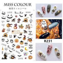 Load image into Gallery viewer, Halloween water transfer nail art stickers pumpkin skull design
