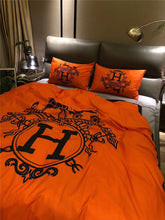 Load image into Gallery viewer, Orange Background Hermes bed set