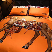 Load image into Gallery viewer, Horse Orange Background Paris Hermes bed set