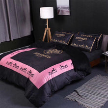 Load image into Gallery viewer, Black and Pink Hermes bed set