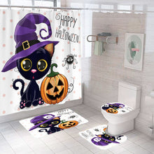 Load image into Gallery viewer, Black Cat Halloween Shower Curtain