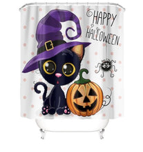 Load image into Gallery viewer, Black Cat Halloween Shower Curtain
