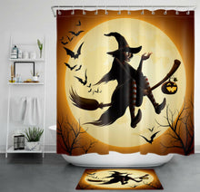 Load image into Gallery viewer, Hooks Full Moon Bats Halloween Shower Curtain
