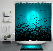 Load image into Gallery viewer, Black Bat Swarm Halloween Shower Curtain