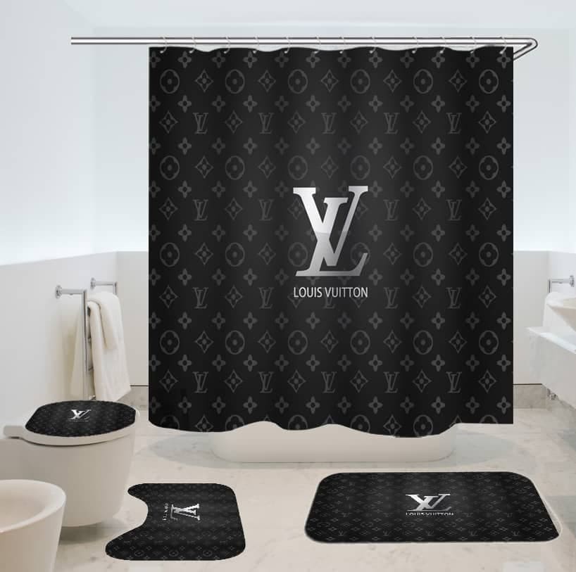 Dark gray Louis Vuitton shower curtains