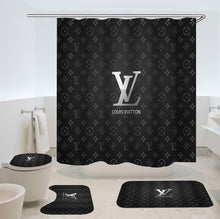 Load image into Gallery viewer, Dark gray Louis Vuitton shower curtain set