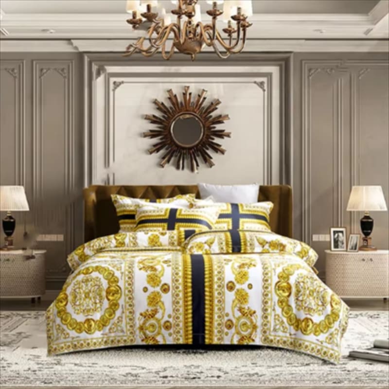 luxury bedding sets golden and black christian