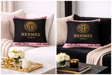 Load image into Gallery viewer, Black and Pink Hermes Pillow Case
