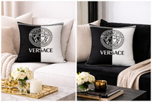 Load image into Gallery viewer, Orange and blue Versace pillow case
