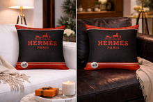 Load image into Gallery viewer, Black and red Hermes Pillow Case
