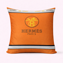 Load image into Gallery viewer, Luxury orange and Beige Hermes Pillow Case
