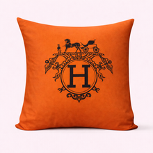 Load image into Gallery viewer, Luxury orange and Black Hermes Pillow Case
