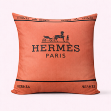 Load image into Gallery viewer, Luxury orange and Black Paris Hermes Pillow Case
