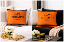 Load image into Gallery viewer, Orange and black Hermes Pillow Case 
