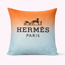 Load image into Gallery viewer, Orange and ocean Blue Hermes Pillow Case 
