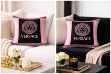 Load image into Gallery viewer, Orange and blue Versace pillow case
