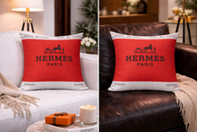 Load image into Gallery viewer, Red and Beige  Hermes Pillow Case 
