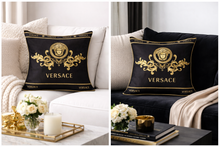 Load image into Gallery viewer, Royal Black and Gold Versace pillow case
