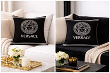 Load image into Gallery viewer, White striped black Versace pillow case
