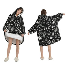 Load image into Gallery viewer, Witch black and white Blanket Hoodie
