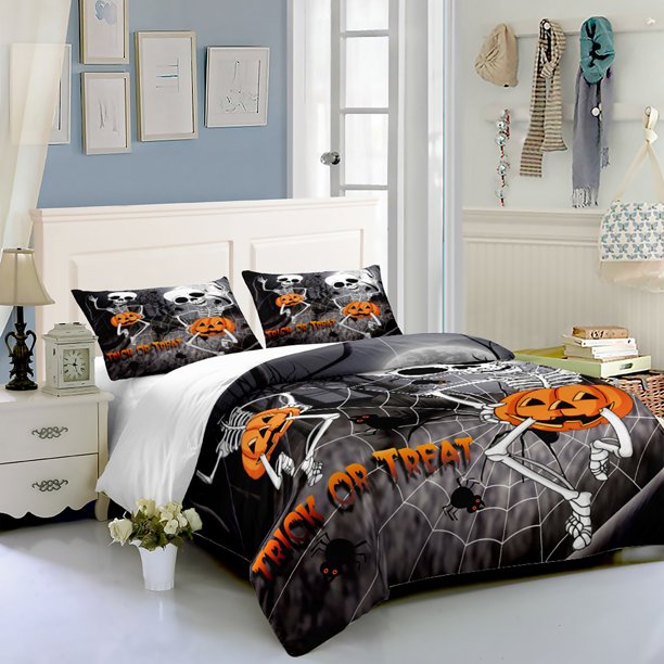 Skeleton Halloween bed set