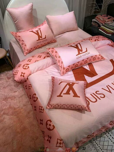 Louis vuitton rainbow luxury brand bedding set bedspread duvet cover set  hot 2023 home decor