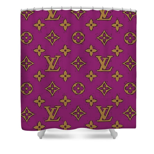 Louis Vuitton shower curtain purple and gold