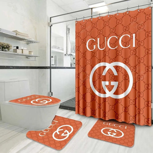 White Logo Gucci Shower Curtain